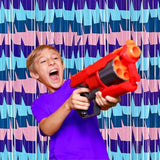 Video Game Birthday Decorations Backdrops, 2 Pack Llama Blue And Purple Tinsel Foil Fringe Curtains Photo Booth Props Streamers For Gamer Fans Party Supplies Decor