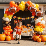 Fall Football Balloon Arch Kit Orange Brown Garland with Banner for Sports Party Decor