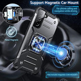 Galaxy S21 Phone Case with Stand, Military Grade Impact Resistant, 360° Rotatable Metal Ring Kickstand, Shockproof Protective Cover for Samsung Galaxy S21, Black