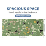 Cute Cat Mouse Pad Large Green Desk Mat Extended Keyboard Mouse Pad Kawaii Mousepad With Non-Slip Base And Stitched Edge Plant Mouse Mat Desk Pad 31.5 X 11.8 In Mouse Pads For Decor Home Office Gaming