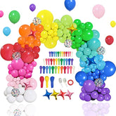 146pcs Rainbow Balloon Arch Kit – Multicolor Balloons & Star Foils for Party and Carnival Decor