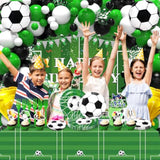 Soccer Birthday Party Decorations?Soccer Party Decorations?Soccer Decorations For Party?Include Balloon Arch,Backdrop, Cake Toppers?Tableware, Tablecloth