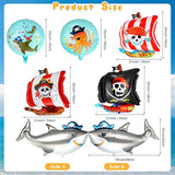 9-pc pirate ship foil balloons with ocean animal designs for birthday party decor