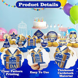 10Pcs Retirement Party Decorations Blue Gold Honeycomb Centerpiece