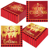 Christmas Napkins, 40Pcs Red And Gold Christmas Paper Napkins Disposable Snowman Christmas Cocktail Napkins White Merry Christmas Napkins For Xmas Winter Holiday Dinner Party Supplies