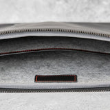 Real Leather Laptop Case/Zipped Folio Bag With Inner Pocket & Wool Lining Compatible With Apple Macbook, Hp, Dell, Asus, Levovo (16 Inch - Black)