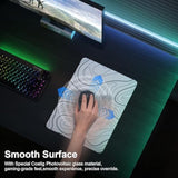 Glass Gaming Mouse Pad,Accurate And Fast Mouse Tracking,Tempered Glass,Anti-Slip Rubber Base,Xl Mouse Mat For Gamer, Office & Home,White Topographic