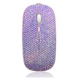 Bling Pink Crystal Rhinestone Wireless Mouse, Slim Silent Mouse 2.4G Portable Mobile Optical Mouse, 3 Adjustable Dpi Levels For Notebook, Pc, Laptop, Computer, Macbook - Ab Purple