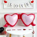 24Pcs Valentines Day Heart Balloons Large Red Pink Heart Love Glasses Foil Mylar Balloons Gifts For Her Wedding Propose Marriage Anniversary Birthday Party Decorations