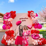 Sweetest day decorations with balloon garland arch & bow tie balloons Heart love XXOO Foil Balloons for her Valentines Day Romantic Special Night Engagements Proposals gals Galentines decorations