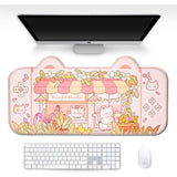 Cute Cat Desk Mat Kawaii Flower Store Desk Pad, Pink Switch Large Gaming Mouse Pad, Funny Florists Deskmat Mousepad, Anime Laptop Keyboard Pad Office Home Decor For Women Girls, Kitty