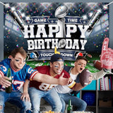 Football Happy Birthday Backdrop Banner American Football Victory Celebration Theme Background Decor For Fan Men Boys Girls Birthday Party Decorations Supplies 72X43In-