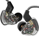 Ccz Melody In Ear Monitors Earphones Headphones Wired Earbuds Without Microphone Iem Hifi Bass With 1Dd 1Ba, Ear Fins, 4N Ofc Cable For Musicians, Singer, On Stage, Studio (No Mic, Clear Black)