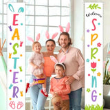 Easter Porch Banner Bunny Rabbit Daisy Party Front Door Sign Wall Hanging Spring Decorations And Supplies For Home Office Farmhouse Holiday Decor