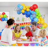 152Pcs Blue Red Yellow Balloon Arch Garland Kit, Different Sizes 12 10 5 Cow Cloud Pattern Green Confetti Latex Balloons For Kids Cartoon Theme Birthday Baby Shower Decorations