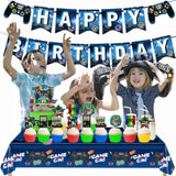 17-Piece Video Game Birthday Party Decoration Set With Game Controllers, Cake Decorations, Tablecloth And Foil Balloons For Boys And Girls Gaming Theme Celebration
