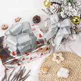 Silver Glitter Wired Ribbon,Silver Ribbon With Metallic Edge,Christmas