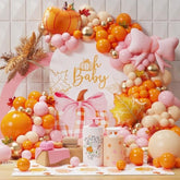 149PCS Pink Fall Balloon Arch Kit Orange Dusty Pink Garland Pumpkin Leaf Party Decor