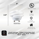 GU24 CFL Light Bulbs 4 Pack 13W T2 Spiral 2700K Warm White 800 Lumens UL Approved