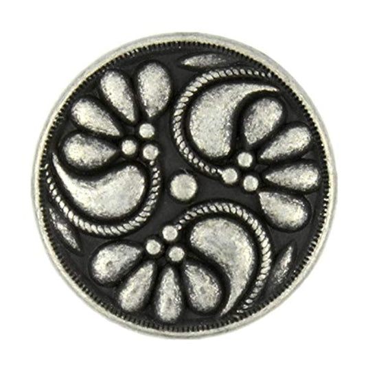 12 Pieces Flower Swirl Antique Silver Metal Shank Buttons 18Mm (11/16