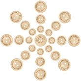 150Pcs Wooden Buttons (15-20-25Mm) Handmade With Love Round Craft Déco
