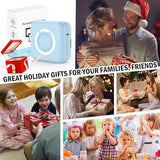 Mini Blue-Tooth Printer, Wireless Sticker Printer With 10 Rolls Paper For Iphone/Android