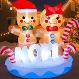 2025 Christmas Inflatable Gingerbread 6Ft Gingerbread Man Couple With Candy Canes Christmas Inflatables Outdoor Decorati