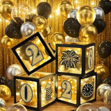 Black Gold 2026 Balloon Backdrop Wall with Foil Balloons Confetti Poppers