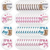 48 Pcs Boots Or Bows Gender Reveal Pins Team Boy Or Girl Pins Western Cowboy Or Cowgirl Gender Reveal Games Decorations Blue And Pink Button Baby Shower Favors For Guests Party Supplies