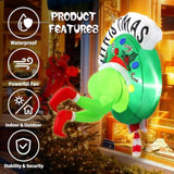 Christmas Inflatable Outdoor Decoration Window 3.5Ft Green Ugly Monster In Wreath With Built-In Led Lights For Yard Chri