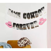 Same Cowboy Forever Banner - Iridescent, 5 Ft. | Bachelorette Party Decorations, Fun Western Bach Backdrop, Rodeo Banner, Gag Gift