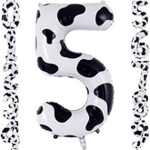 40" Cow Print Number 5 Balloon Foil Mylar for 5th Birthday Party Decor