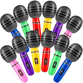Inflatable Microphones For Parties - (Pack Of 12) 10-Inch Neon Colors Blow Up Microphone For Kids, Party Favors, Giveaways, Dj-Props, Photo-Booth, Birthdays, Dance, Sing Concert, Karaoke Decorations