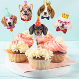 Pet Dog Cupcake Toppers, 24 Pcs Pet Dog Themed Birthday Party Supplies Cute Puppy Birthday Party Baby Shower Party Cake Decorations