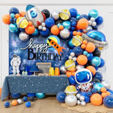 Diy Outer Space Balloon Garland Arch Kit 148Pcs For Outspace Baby Shower Two The Moon Birthday Ufo Astronaut Themed Planet Rocket Party Decoration (Blue Orange Silver 01)