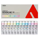 HOLBEIN ACRYLIC GOUACHE, Made in Japan, Acrylic Gouache (Opaque Acrylic Resin Paint), 0.7 fl oz (20 ml), Pastel Color, 12 Color Set