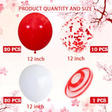 50 Pcs Red & White Balloons, 12" for Girls' Birthday Party Decorations