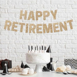 Pre-Strung Happy Retirement Banner - No Diy - Gold Glitter Happy Retirement Banner - Pre-Strung On 8 Ft Strands - Farewell Party Decorations For Men & Women. Did We Mention No Diy