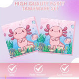 40Pcs Pink Cartoon Axolotl Birthday Party Decorations Reptile Animals Party Tableware Set Axolotl Party Paper Plates And Napkin?boys Girls Birthday,Baby Shower Axolotl Theme Party Supplies,Serve 20