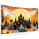 Happy Halloween Trick or Treat Banner 6x3.6ft Orange Outdoor Kids Party Decor
