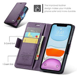 Wallet Case For Iphone 11, Premium Pu Leather Magnetic Flip Folio Case With Rfid Blocking Credit Card Slots Kickstand Shockproof Protective Phone Case Cover - Purple