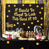 It Should Be Illegal To Look This Good At 90 Gold Glitter Banner - Happy 90Th Birthday Party Decorations, Supplies, Ideas And Gifts