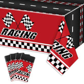 4 Pcs Racing Car Tablecloths - Rectangular Checkered Road Table Cloths For Race Car Party Supplies Boys Baby Shower, 51 X 86''