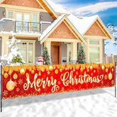 Red Gold Christmas Large Banner Decorations, Xmas Outdoor Indoor Decorations For Merry Christmas Holiday Party Supplies Decor Backdrop Yard Porch Sign Garden Lawn House Fence Garage Outside