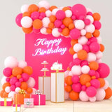 Pink Orange Balloon Garland Arch Kit- Rose Red, Light Pink Balloons Pink And Orange Balloons For Wedding Bridal Shower Bachelorette Birthday Christmas Valentine Party Decorations