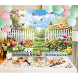 Spring Backdrop Spring Garden Flowers Photography Background Wildflower Yard Scenery Picnic Easter Party Decorations Banner Photo Supplies (82X59Inch(7X5Ft))