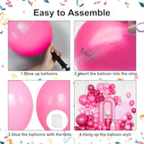 132pcs Pink Balloon Arch Kit with Metallic Hot Pink Balloons for Party Decorations