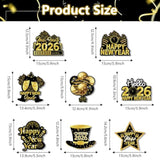 2026 New Year Party Decorations Black Gold Banner Balloons Hats Photo Props