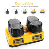 Dual Dc9320 Fast Charger For Dewalt 18V Battery Dw9116 Compatible With 7.2V-18V Xrp Nicd/Nimh Dc9098 Dc9096 Dc9091 De9057 Dw9072, For Dewalt Battery Charger (Not For Lithium)