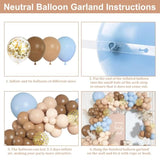 Brown Coffee Blue Balloons Garland Arch Kit, 142Pcs Boho Nude Baby Blu